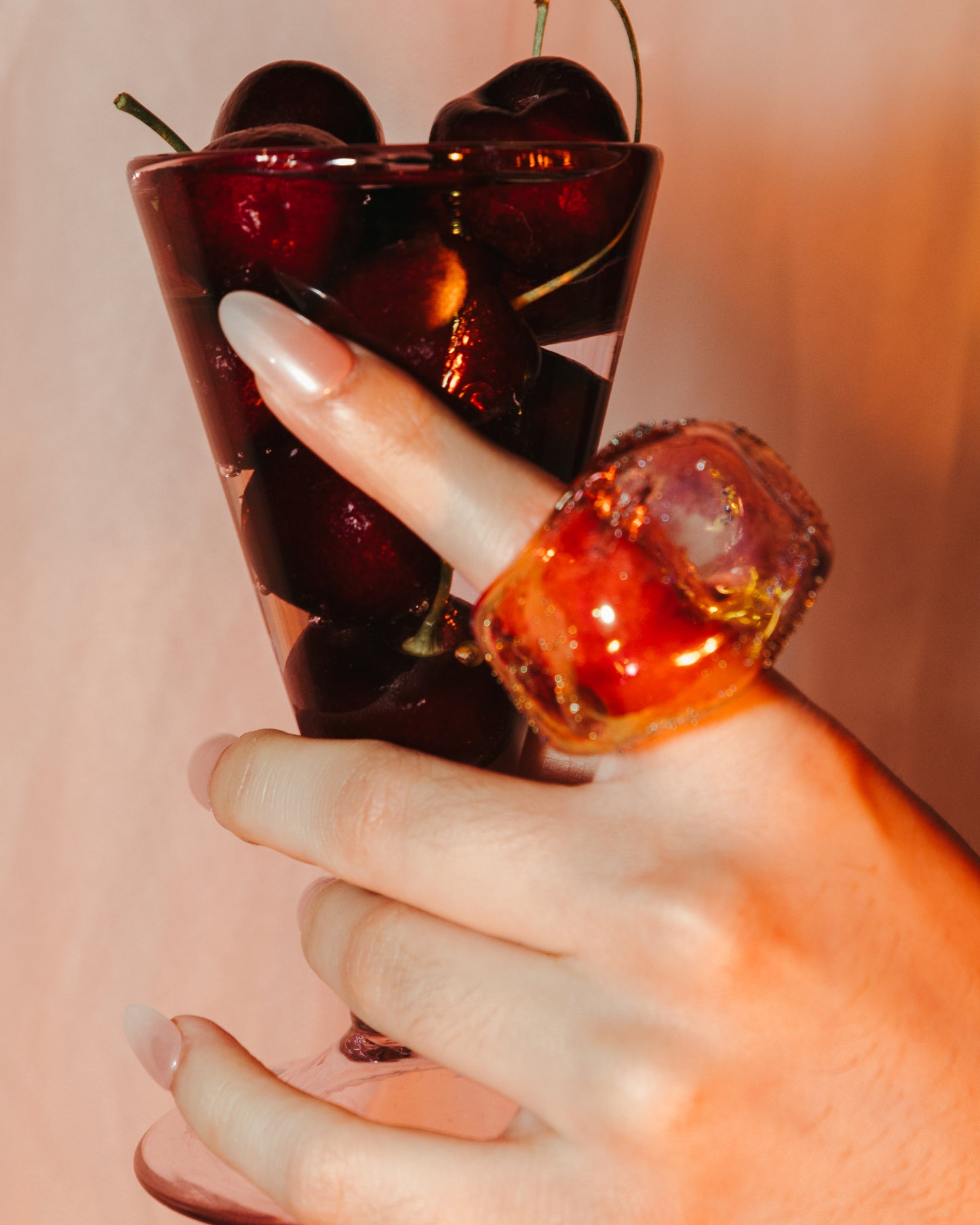 Rose Gold Celestite Ring